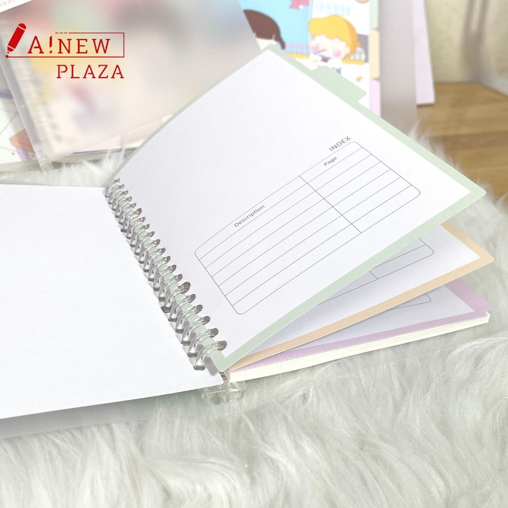 Sổ còng nhựa  - Planner - A5 - Bìa nhựa trong - Mẫu mã hoạt họa cute