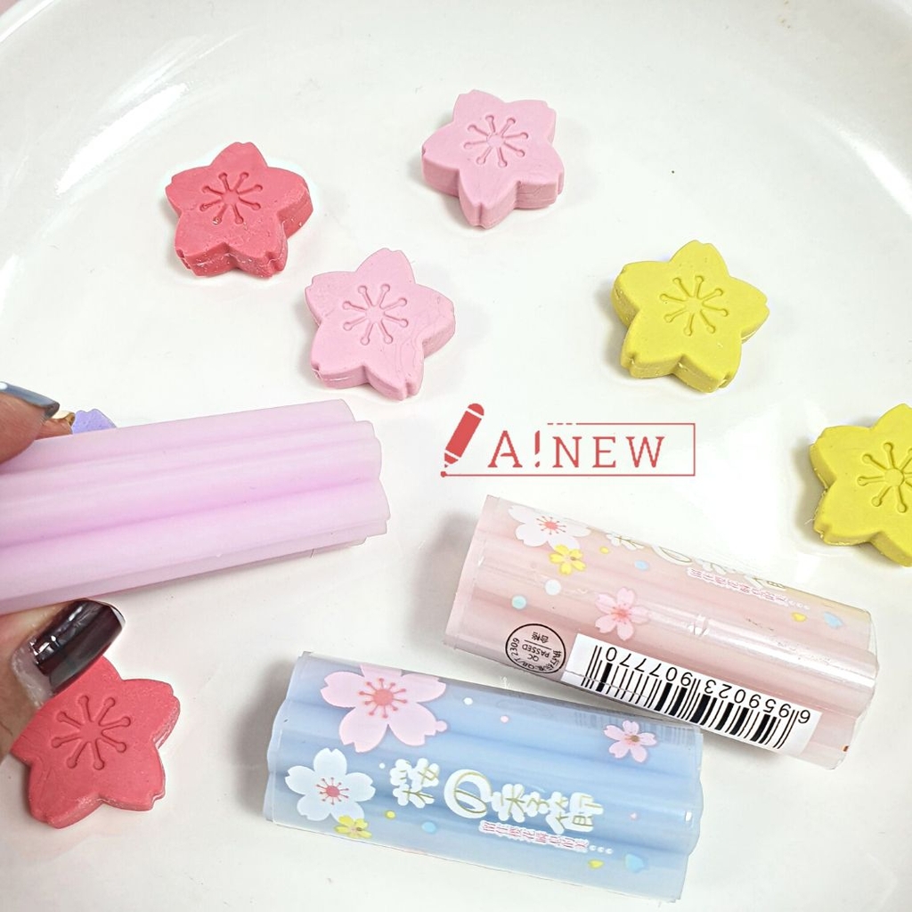 Combo 3 thỏi gôm tẩy bút chì hoa Anh Đào (tặng 4 viên tẩy hoa anh đào nhỏ)