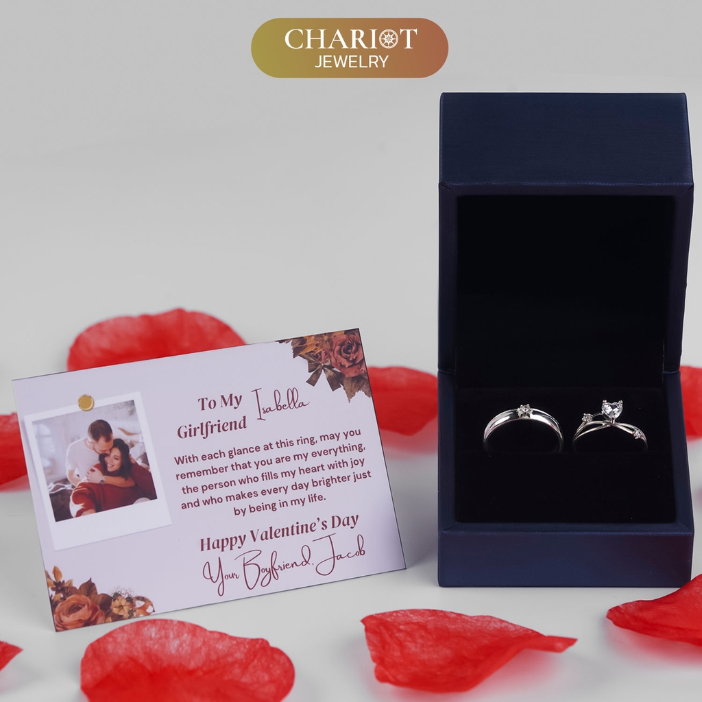 Nhẫn đôi bạc S925 nam nữ NCJ139 Starry Night Heart, nhẫn couple bạc, quà tặng 8-3 ý nghĩa dành tặng bạn gái, ChariotJewelry