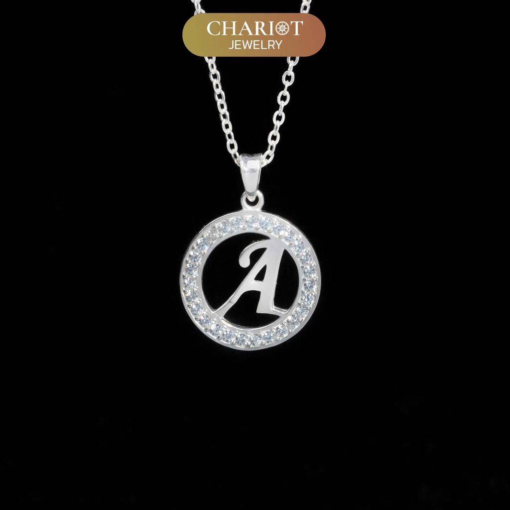 Dây chuyền bạc DCJ42 Vòng tròn và Chữ cái cá nhân hóa s925 ChariotJewelry