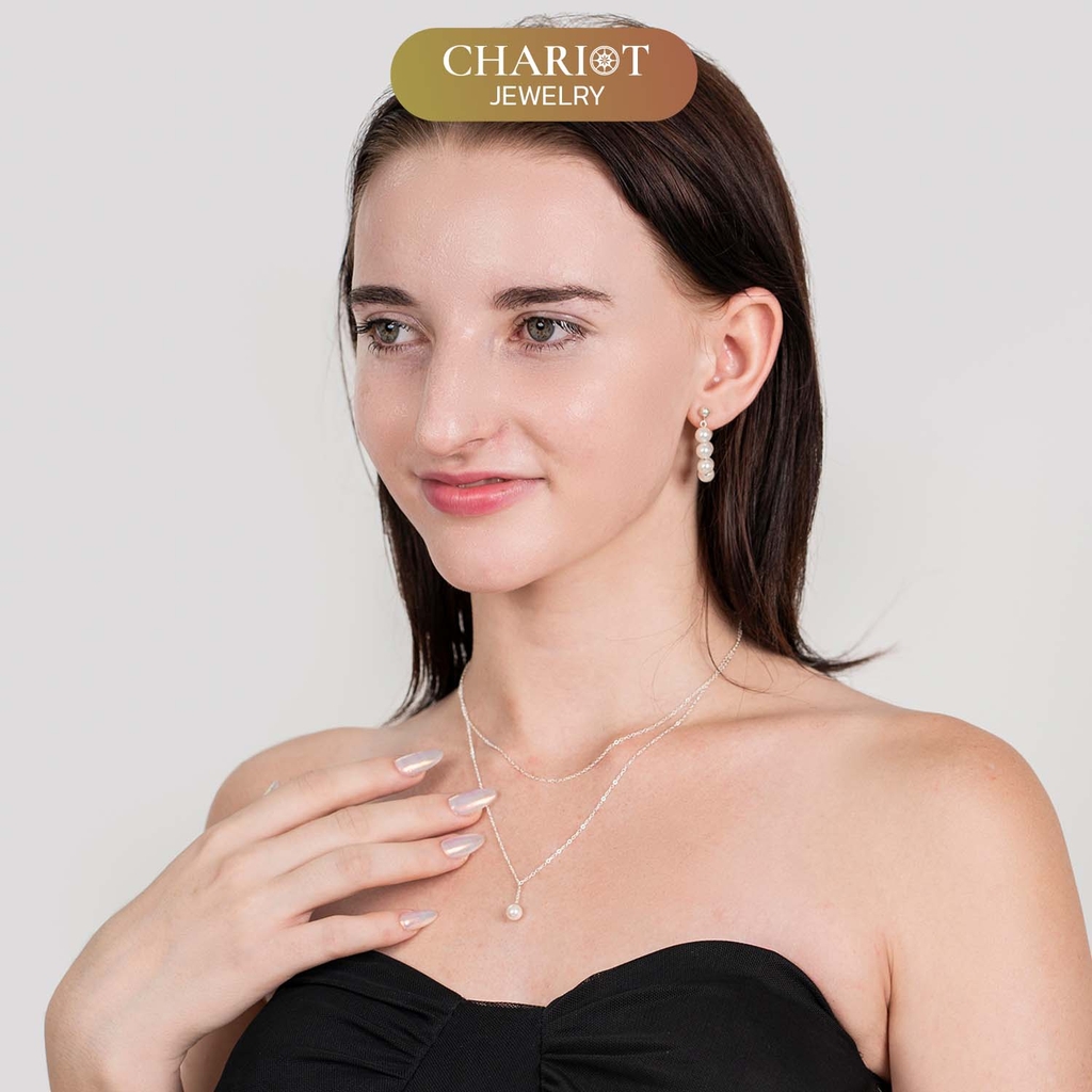 Dây chuyền DCJ82 layer bạc 925 charm ngọc trai ChariotJewelry