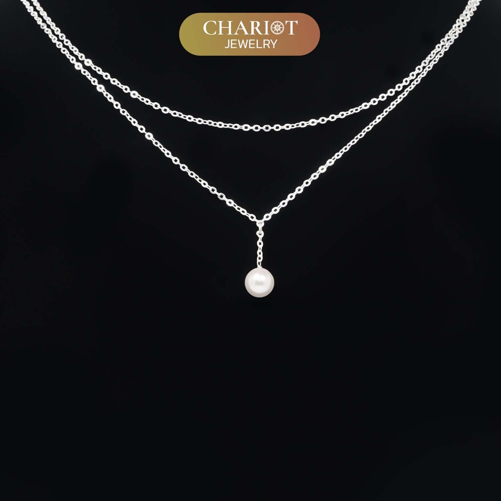Dây chuyền DCJ82 layer bạc 925 charm ngọc trai ChariotJewelry