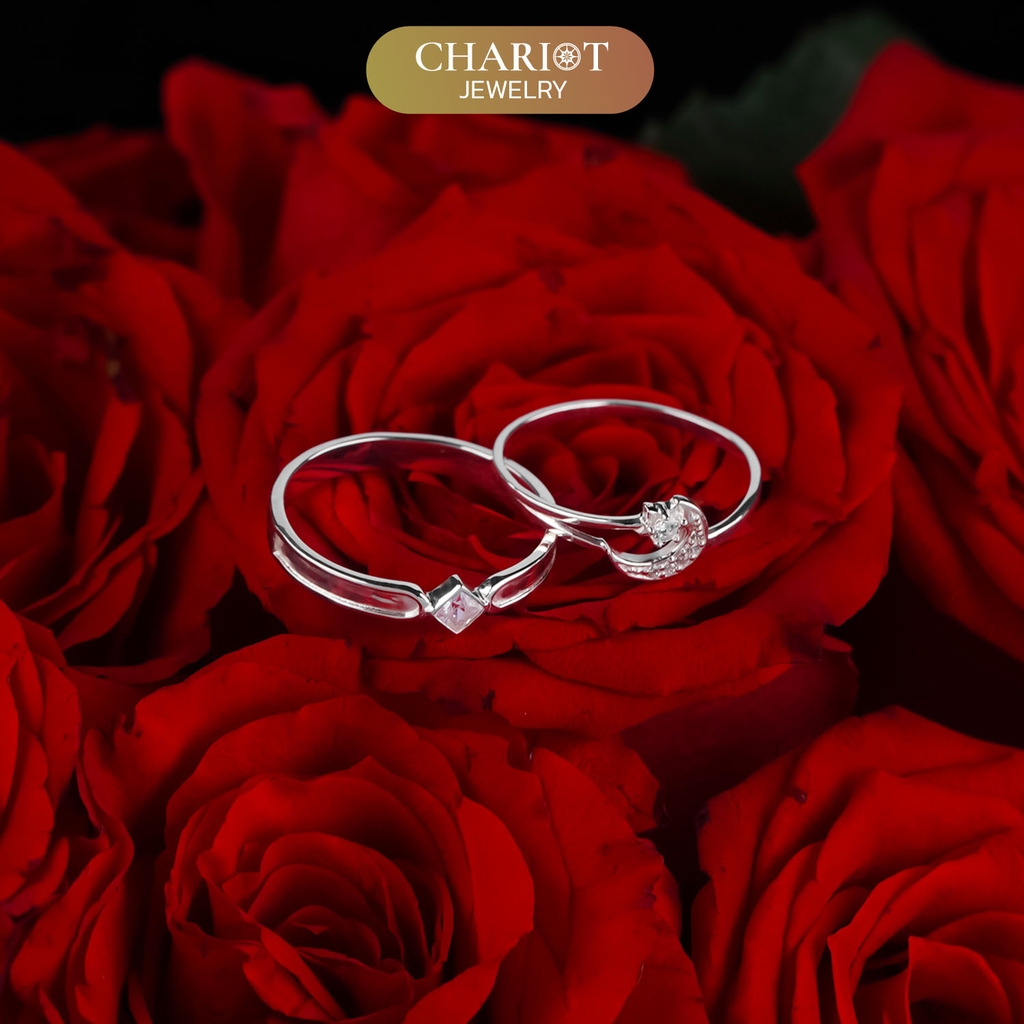 Nhẫn đôi bạc S925 nam nữ NCJ121 Lunar and Stellar, nhẫn couple bạc, quà tặng 8-3 ý nghĩa dành tặng bạn gái, ChariotJewelry