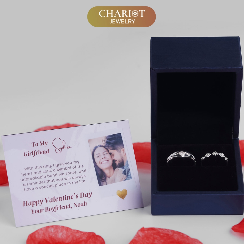 Nhẫn đôi bạc S925 nam nữ NCJ123 Art Deco Inspired, nhẫn couple bạc, quà tặng 8-3 ý nghĩa dành tặng bạn gái, ChariotJewelry