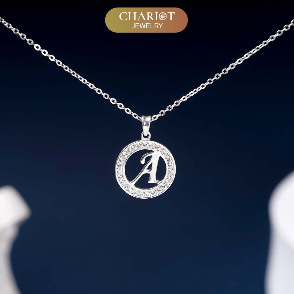 Dây chuyền bạc DCJ42 Vòng tròn và Chữ cái cá nhân hóa s925 ChariotJewelry