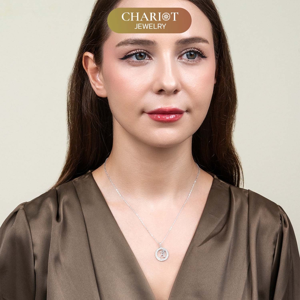Dây chuyền bạc DCJ42 Vòng tròn và Chữ cái cá nhân hóa s925 ChariotJewelry