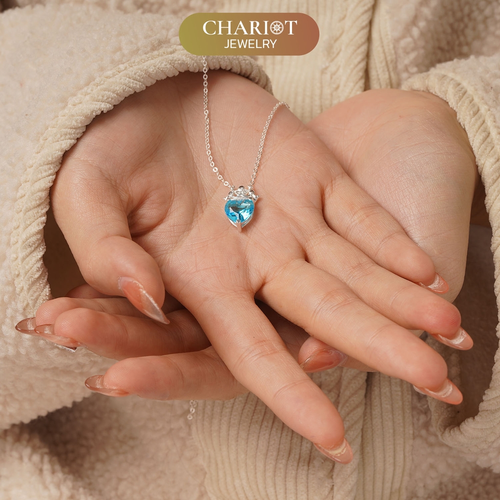Dây chuyền bạc DCJ65 S925 Queen Heart sang trọng quý phái, quà tặng Valentine ý nghĩa, Chariot Jewelry