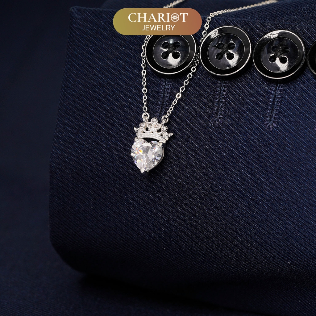 Dây chuyền bạc DCJ65 S925 Queen Heart sang trọng quý phái, quà tặng Valentine ý nghĩa, Chariot Jewelry