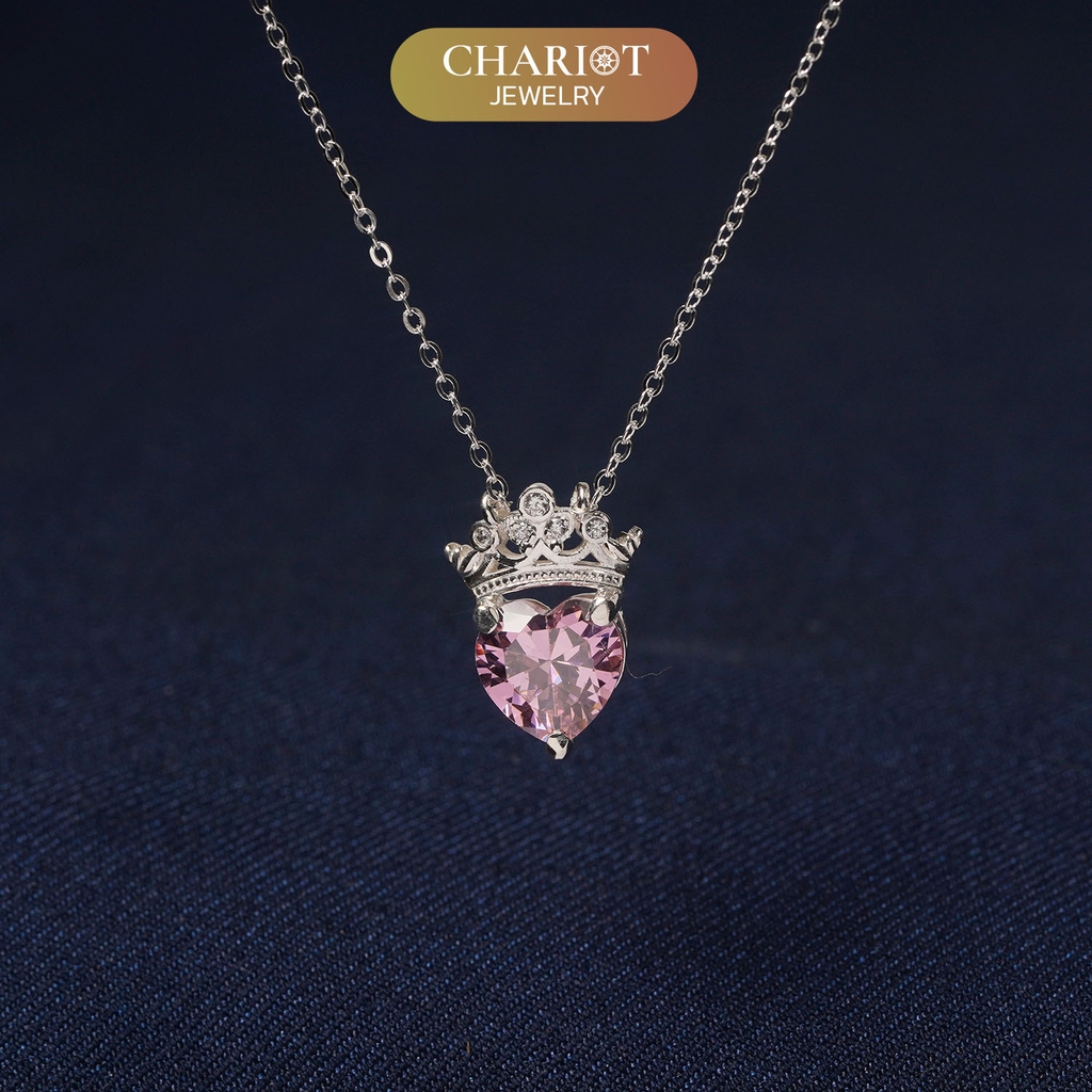 Dây chuyền bạc DCJ65 S925 Queen Heart sang trọng quý phái, quà tặng Valentine ý nghĩa, Chariot Jewelry