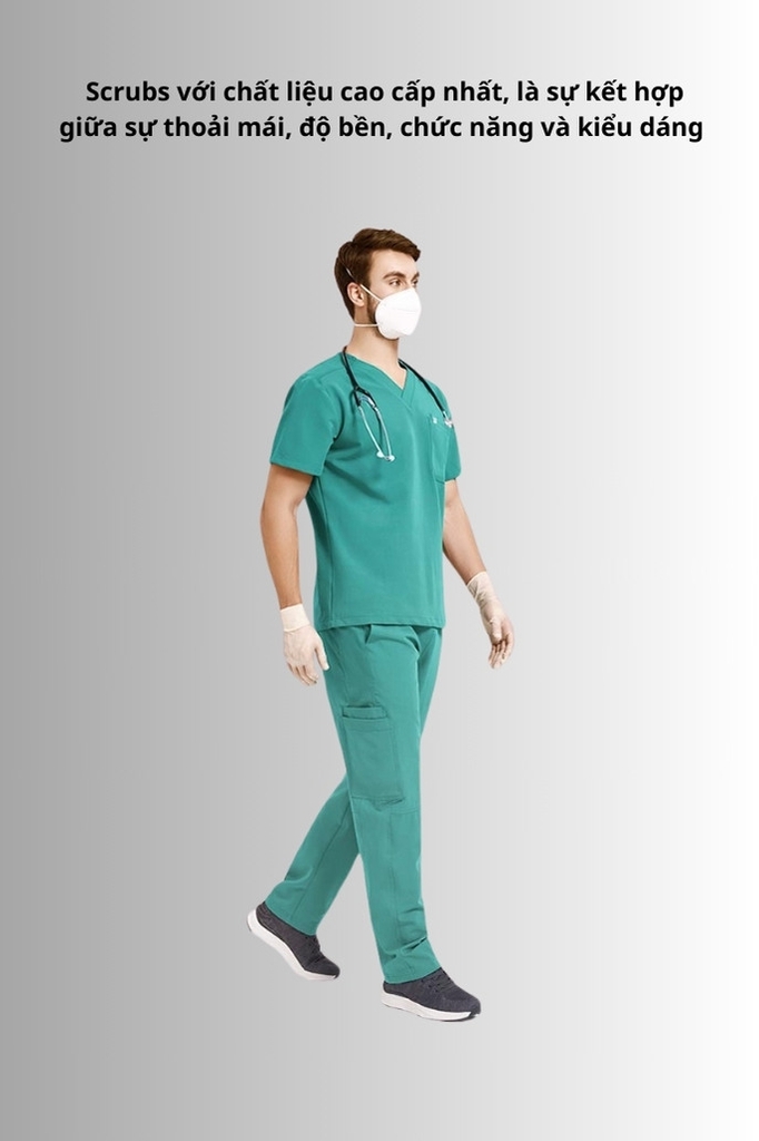 Áo Scrubs cao cấp nam thương hiệu MOH, cổ V-neck, 2 túi, chất vải và form chuẩn Mỹ (MTS102)