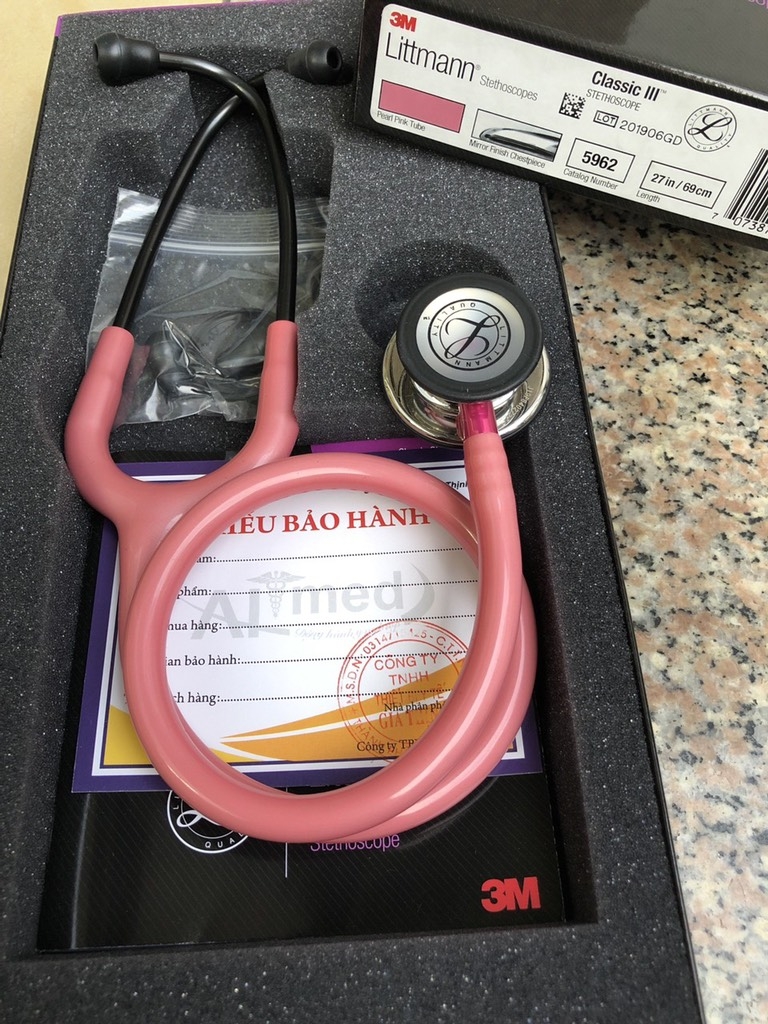 Ống Nghe Littmann Classic III ™ MirrorFinish Chestpiece, Pearl Pink Tube 5962