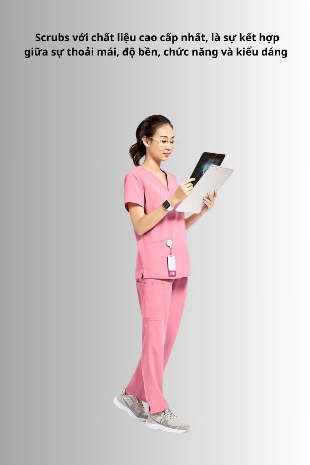 Áo Scrubs nữ cao cấp thương hiệu MOH, cổ V-neck, 3 túi, chất vải và form chuẩn Mỹ (WTS101)