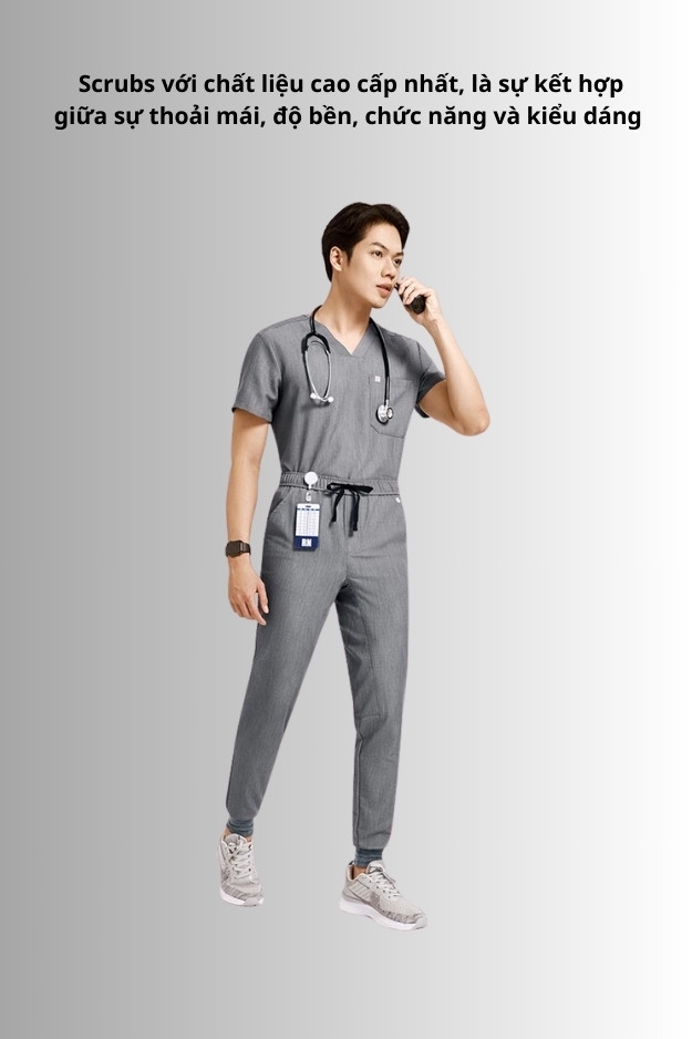 Quần Scrubs nam cao cấp, thương hiệu MOH, kiểu Jogger, 5 túi, chất vải và form chuẩn Mỹ (MPS101J)