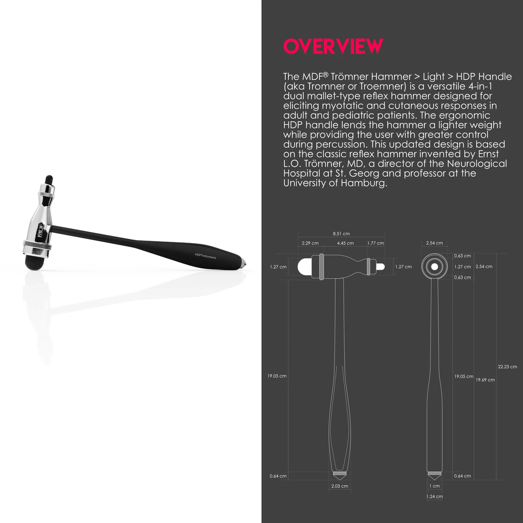 Búa MDF® 555P Tromner 4 in 1 với bàn chải tích hợp cho phản xạ da và bề mặt