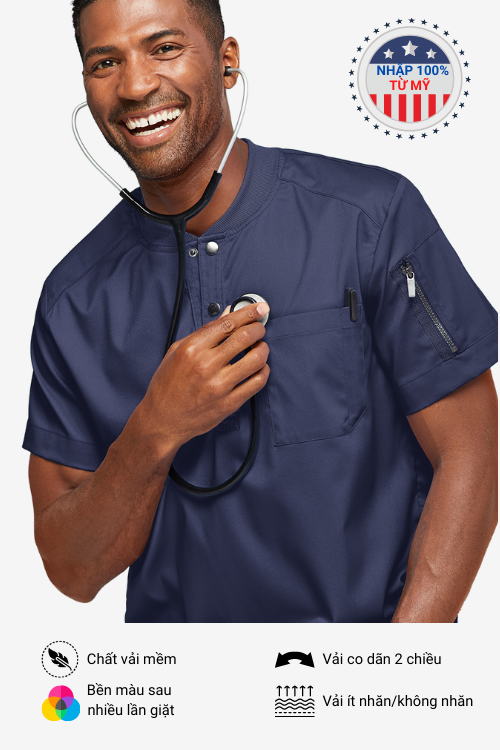 Scrubs UA Advantage STRETCH Nam cổ áo kiểu Henley Nhập 100% từ Mỹ