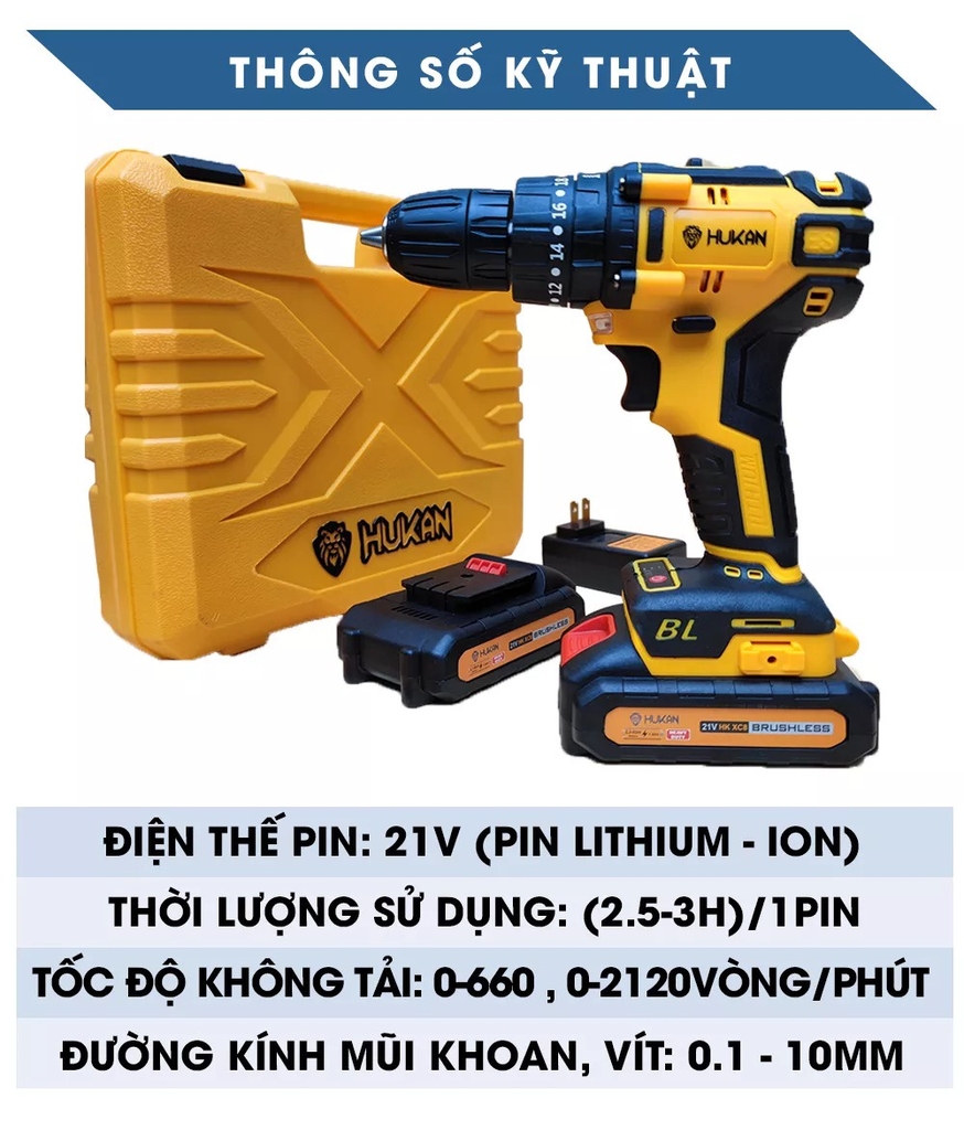 máy khoan pin Hukan HK-XC8 không chổi than