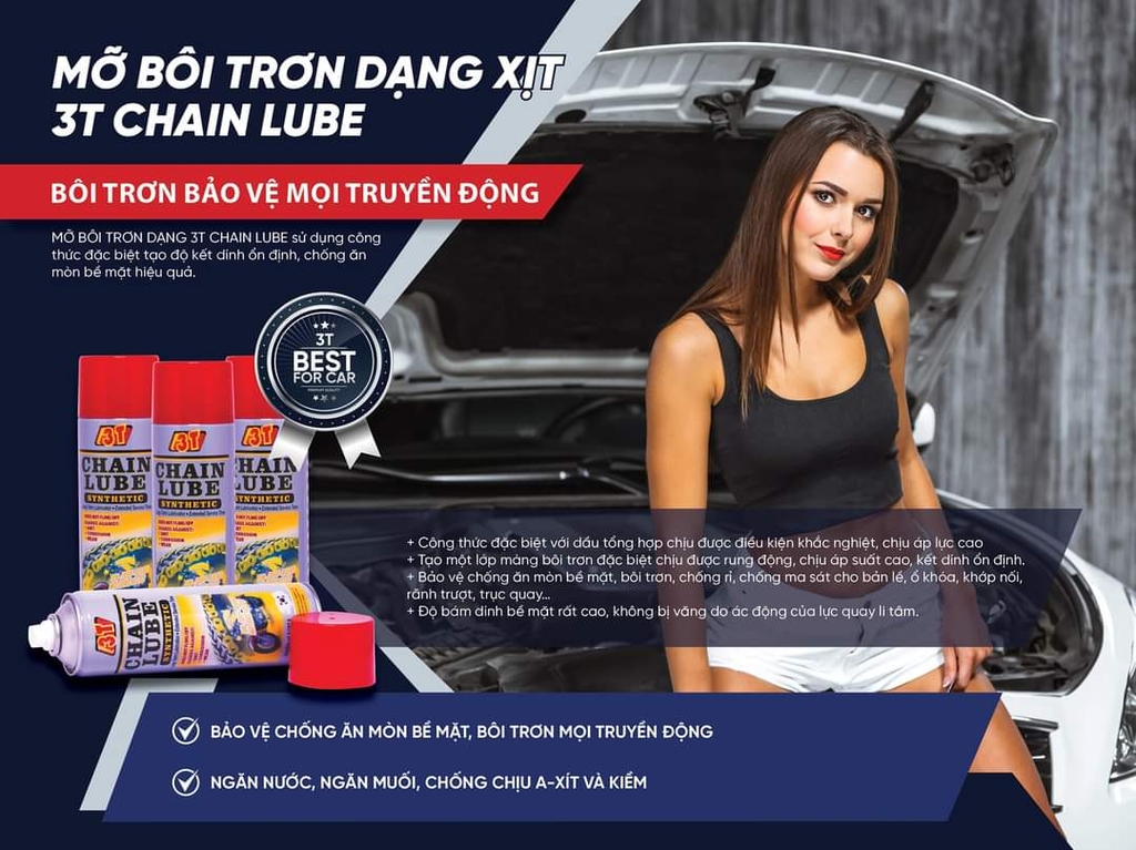 CHAI MỠ BÒ DẠNG XỊT 3T CHAIN LUBE CHỊU NHIỆT