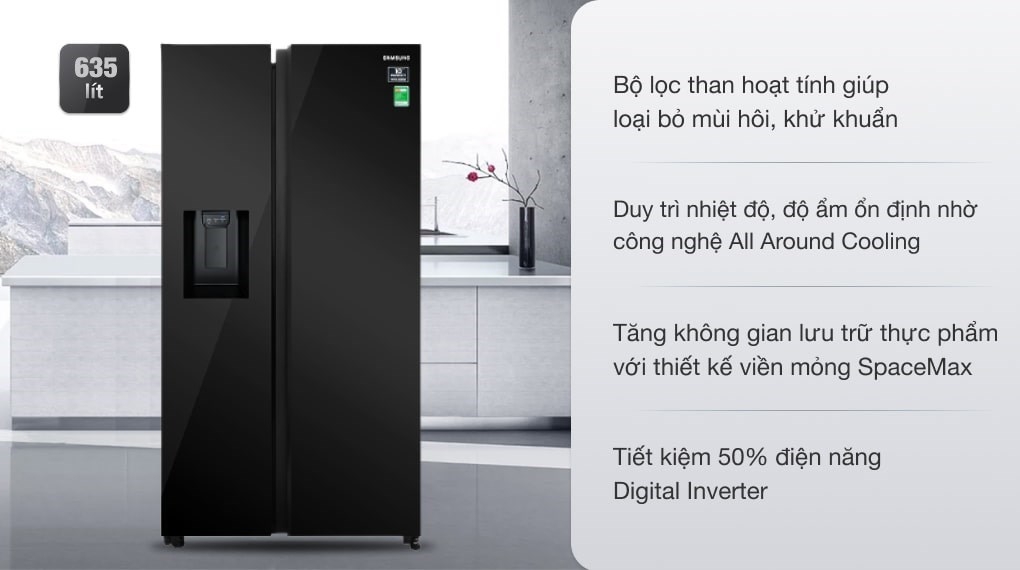 Tủ lạnh Samsung Inverter 635 lít Side By Side RS 64R53012C/SV