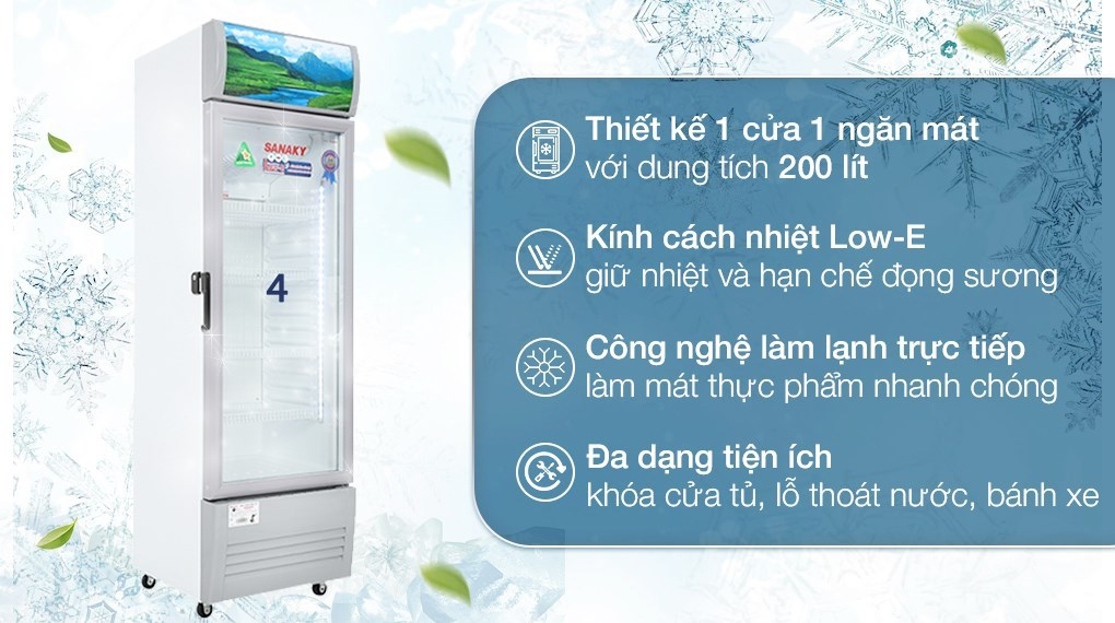 Tủ mát Sanaky 200 lít VH 258KL