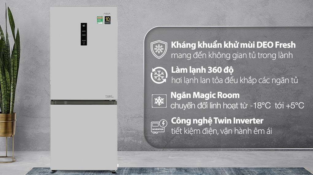 Tủ lạnh Aqua Inverter 260 lít AQR I298EB SW