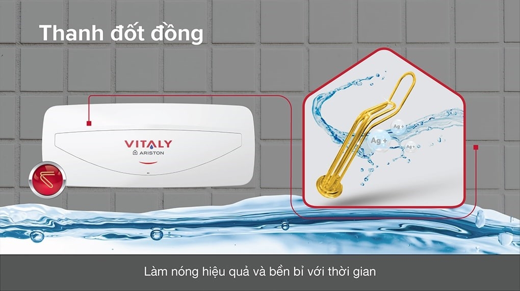 Bình Nóng Lạnh Ariston 20 lít 2500W VITALY 20 SLIM 2.5 FE