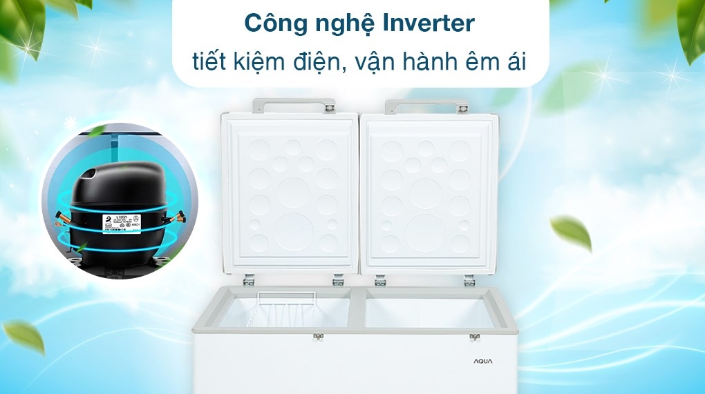 Tủ đông AQUA Inverter 2 Ngăn Đông Mát 365 lít AQF C5702E