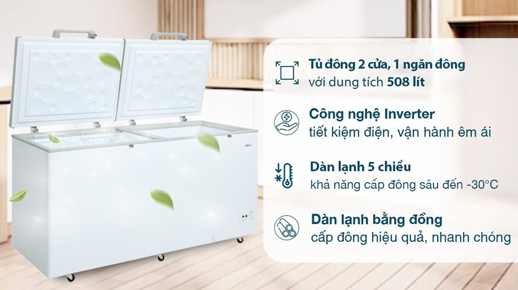 Tủ đông AQUA Inverter 1 Ngăn Đông 508 lít AQF C6901E