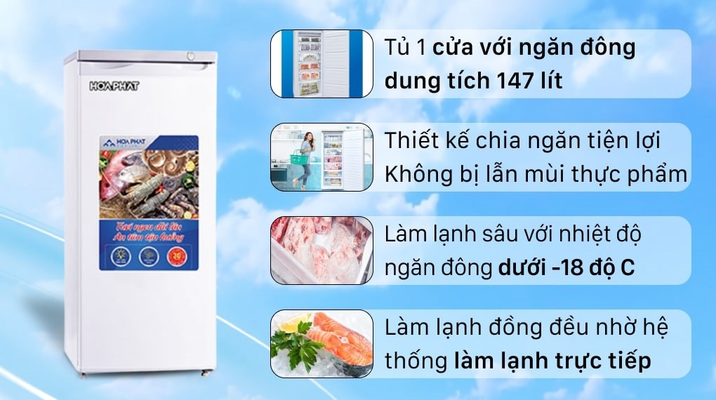 Tủ đông Hòa Phát 5 Ngăn Đông 147 lít HUF 350SR1