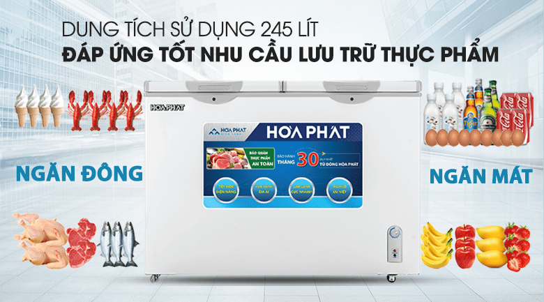 Tủ đông Hòa Phát 2 Ngăn Đông Mát 205 lít HCF 506S2Đ2