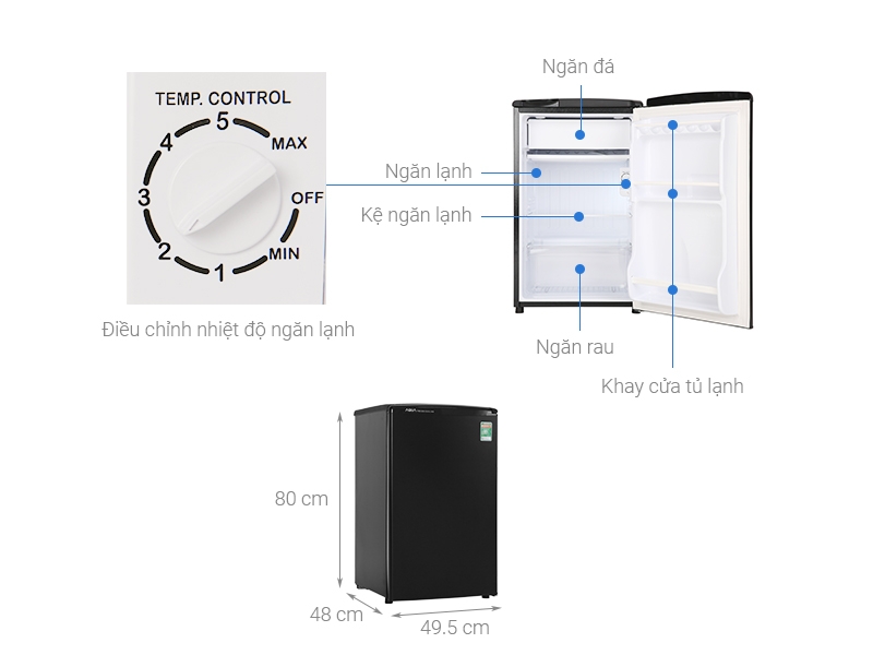 Tủ lạnh Aqua 90 lít AQR D99FA (BS)