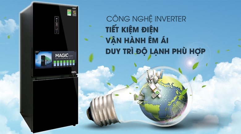 Tủ lạnh Aqua Inverter 260 lít AQR IG298EB GB