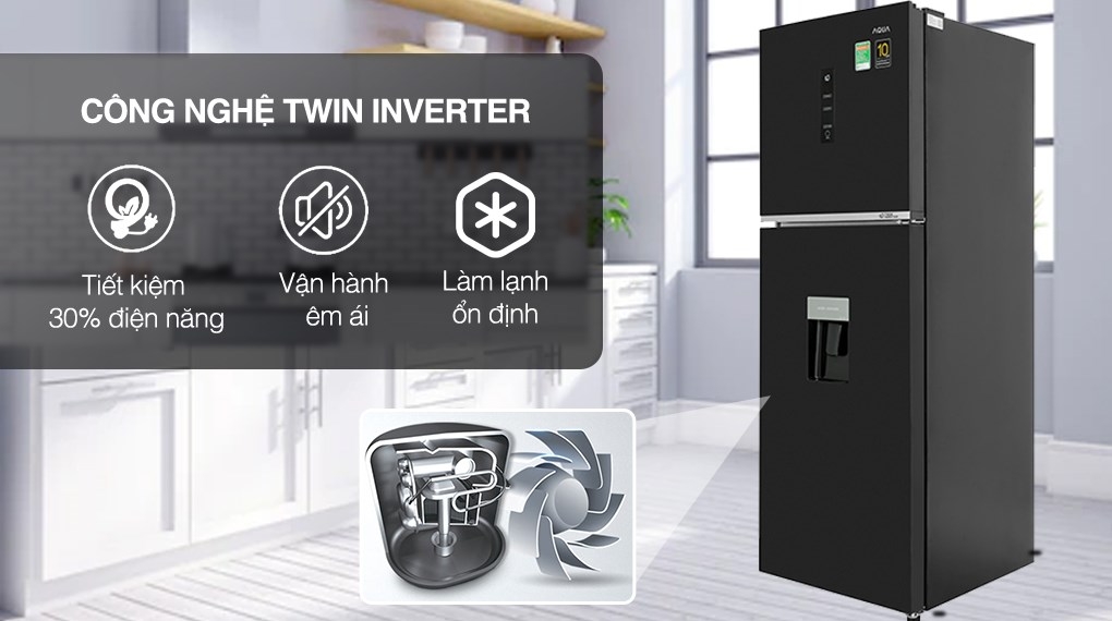 Tủ lạnh Aqua Inverter 318 lít AQR T369FA (WBS)