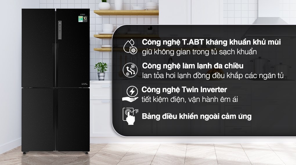 Tủ lạnh Aqua Inverter 456 lít Multi Door AQR M525XA (FB)