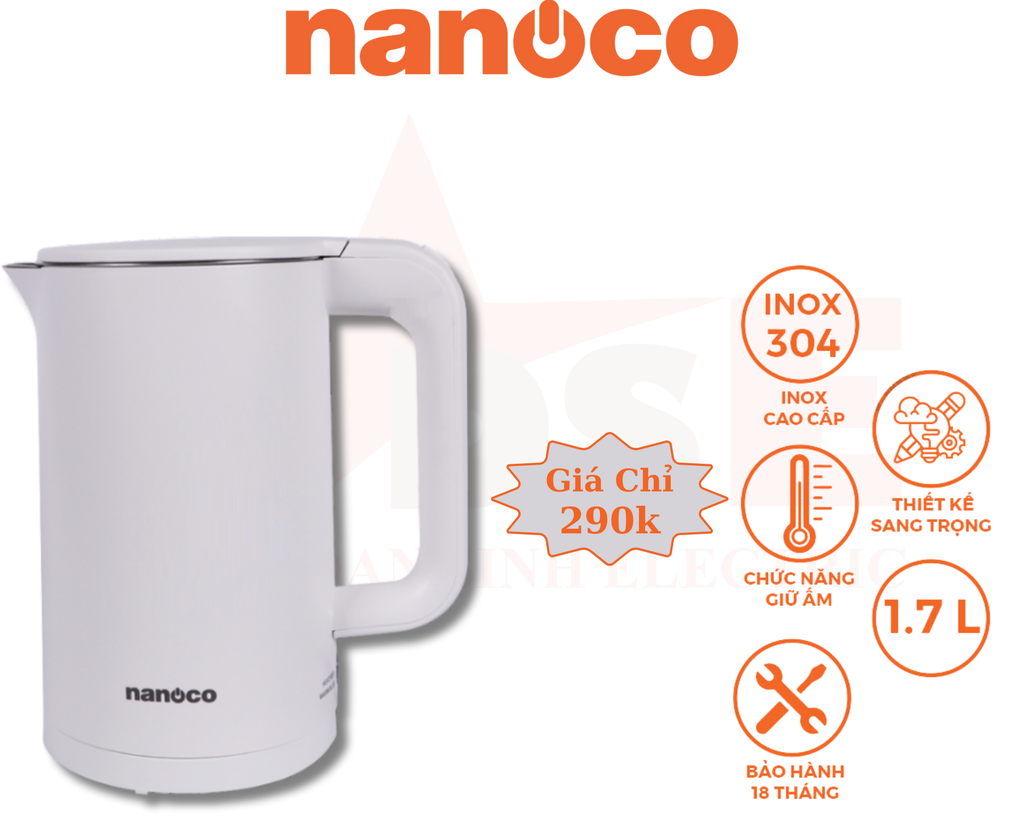 Bình đun siêu tốc Nanoco NKT1750