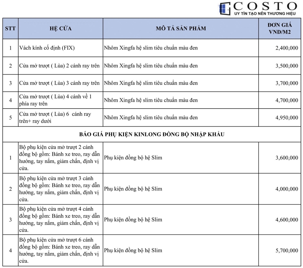 báo giá cửa nhôm Slim