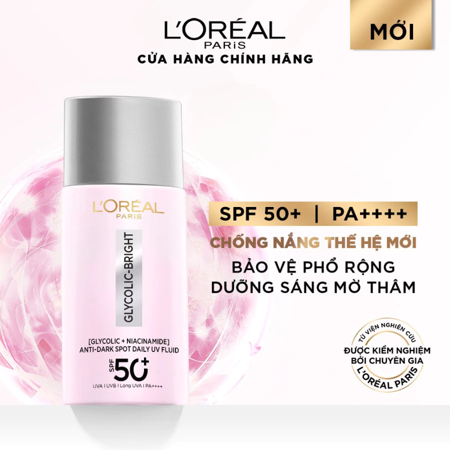 Sữa Chống Nắng Phổ Rộng L'Oreal Paris Glycolic Bright Anti Dark Spot Mờ Thâm Nám 50ml