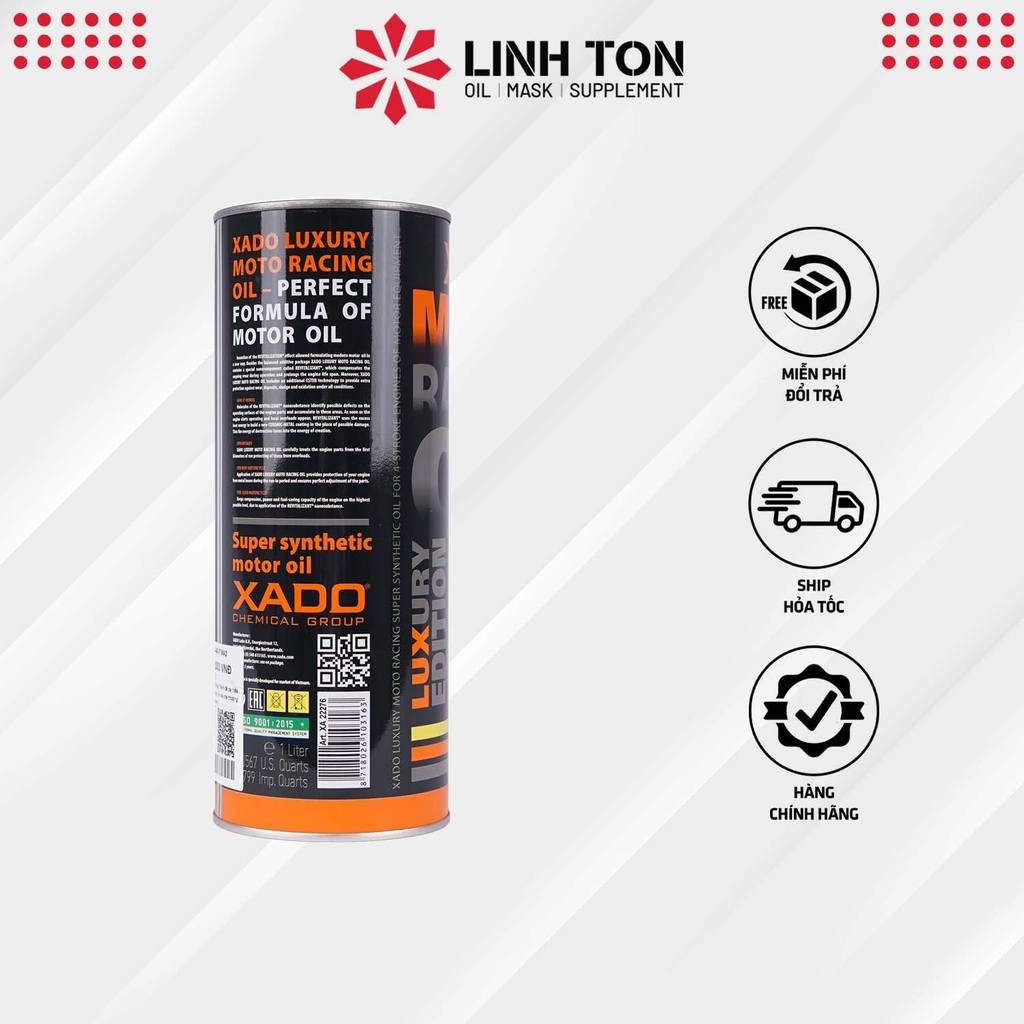 Nhớt tổng hợp XADO LUXURY MOTO RACING REVITALIZANT 4T MA2 V2 10W40
