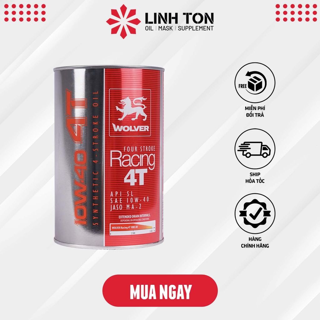 Nhớt nhập khẩu Wolver Racing Synthetic 10W40 1L