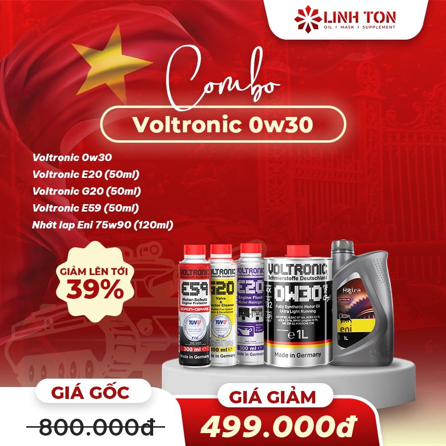 Combo nhớt xe tay ga tổng hợp Voltronic 0w30 nhập khẩu + phụ gia chăm sóc xe