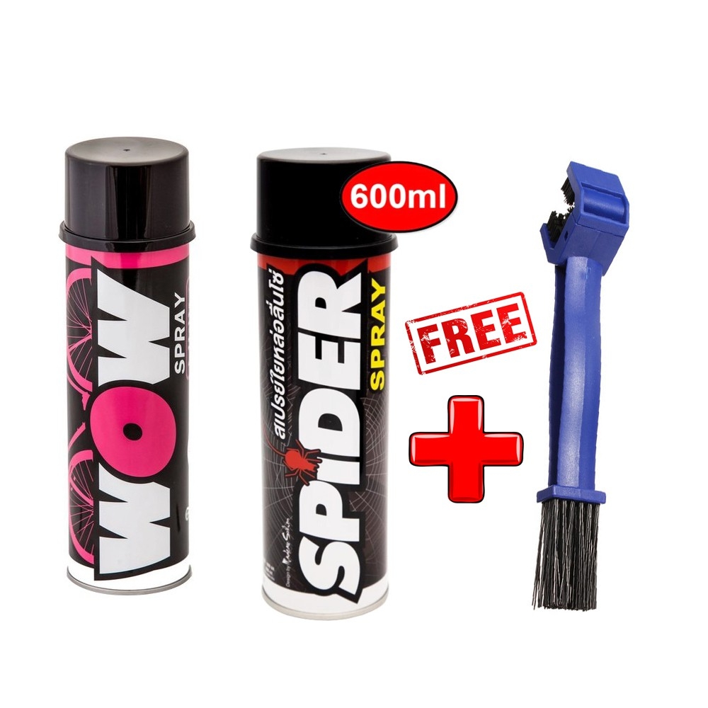 Combo vệ sinh - dưỡng sên nhập khẩu Thái Lan Spider - Wow và bàn chải ( Lube71)