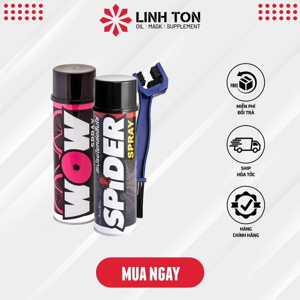 Combo vệ sinh - dưỡng sên nhập khẩu Thái Lan Spider - Wow và bàn chải ( Lube71)