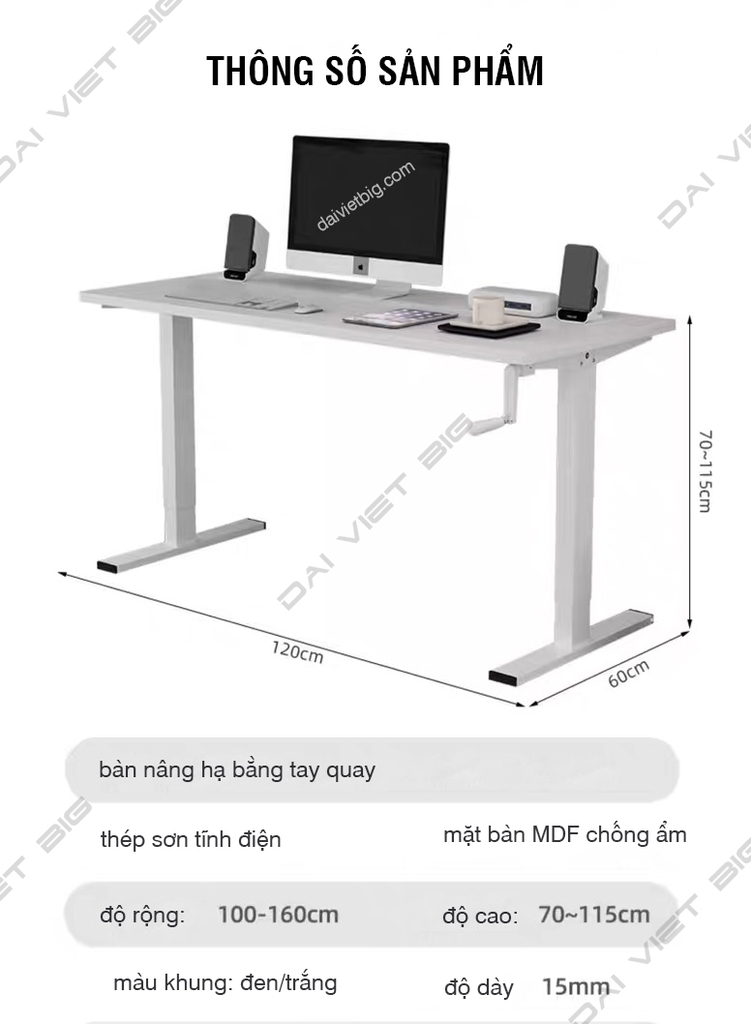 Bàn làm việc nâng hạ chiều cao, bàn thông minh tăng giảm chiều cao