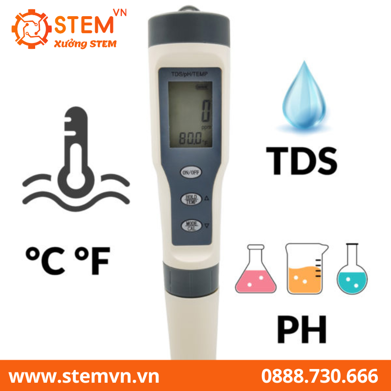 Dụng cụ đo PH, Chất lượng nước TDS Nhiệt độ 3 trong 1