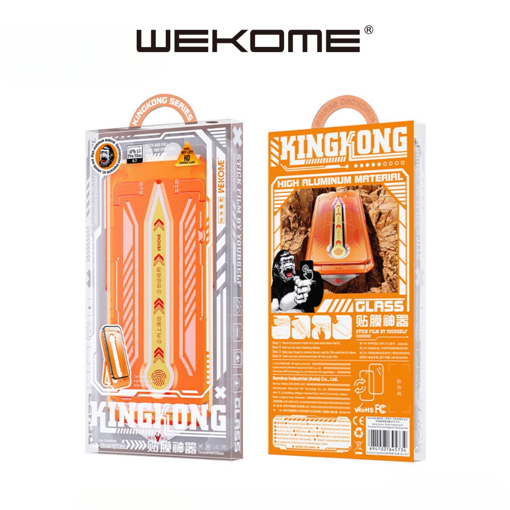 Kính cường lực khung tự dán KINGKONG WEKOME WTP-079 WTP-080 mới nhất siêu mượt, tích hợp giá đỡ điện thoại cho lph 15 Pro Promax