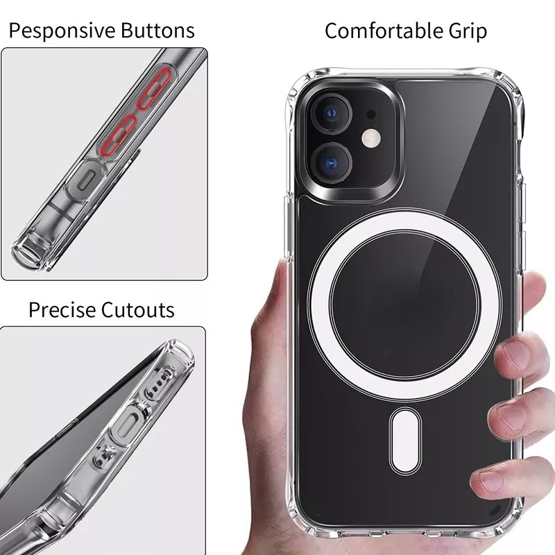 Ốp lưng từ tính trong suốt iphone KOLEAD P12 chống sốc sạc không dây 7 8 plus X XS XSMAX 11 12 13 14 15 PRO PROMAX PLUS