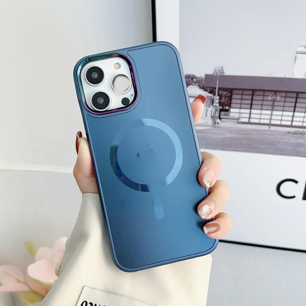 Ốp điện thoại chống bẩn từ tính loại xịn có viền camera kim loại màu titan tự nhiên P10 KOLEAD13 14 15 Pro 15 Promax