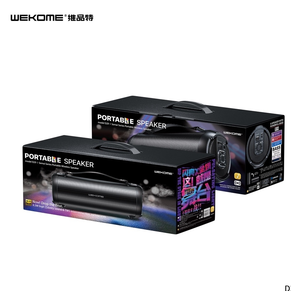 Loa bluetooth mini WEKOME D29 thế hệ V5.0 bắt sóng khoảng cách lên đến 10m, dễ dàng di chuyển, sử dụng ngoài trời