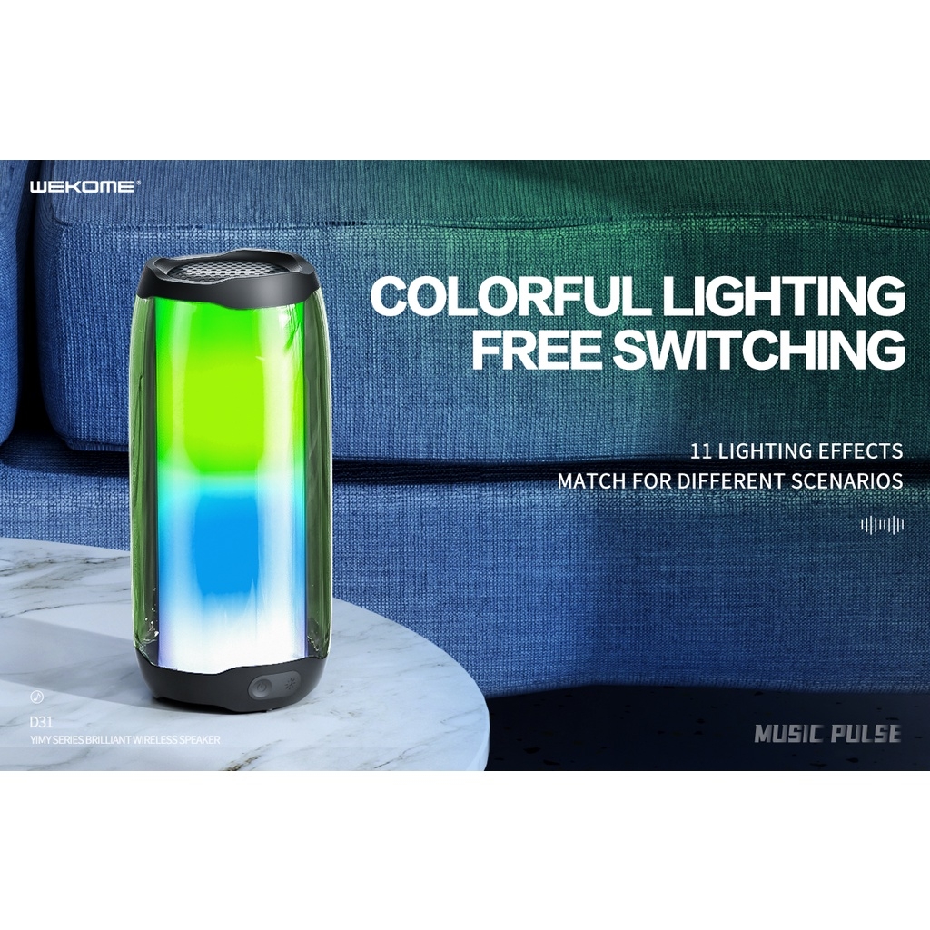 Loa bluetooth WEKOME cao cấp để bàn tích hợp đèn LED 11 hiệu ứng ánh sáng D31