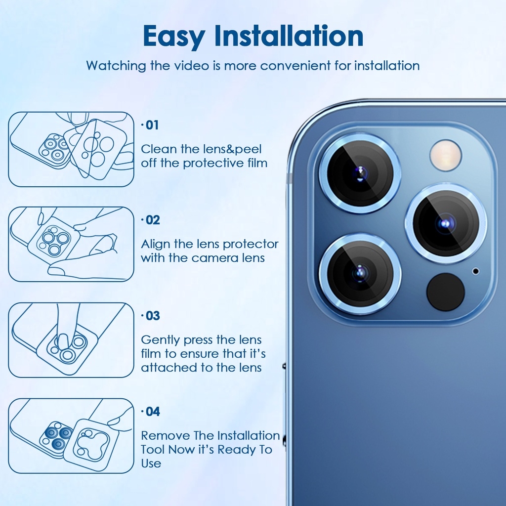 Bộ dán bảo vệ Camera viền kim loại KOLEAD ZC-R1 cho iphone 11 12 13 14 15 pro max plus bảo vệ từng ống kính