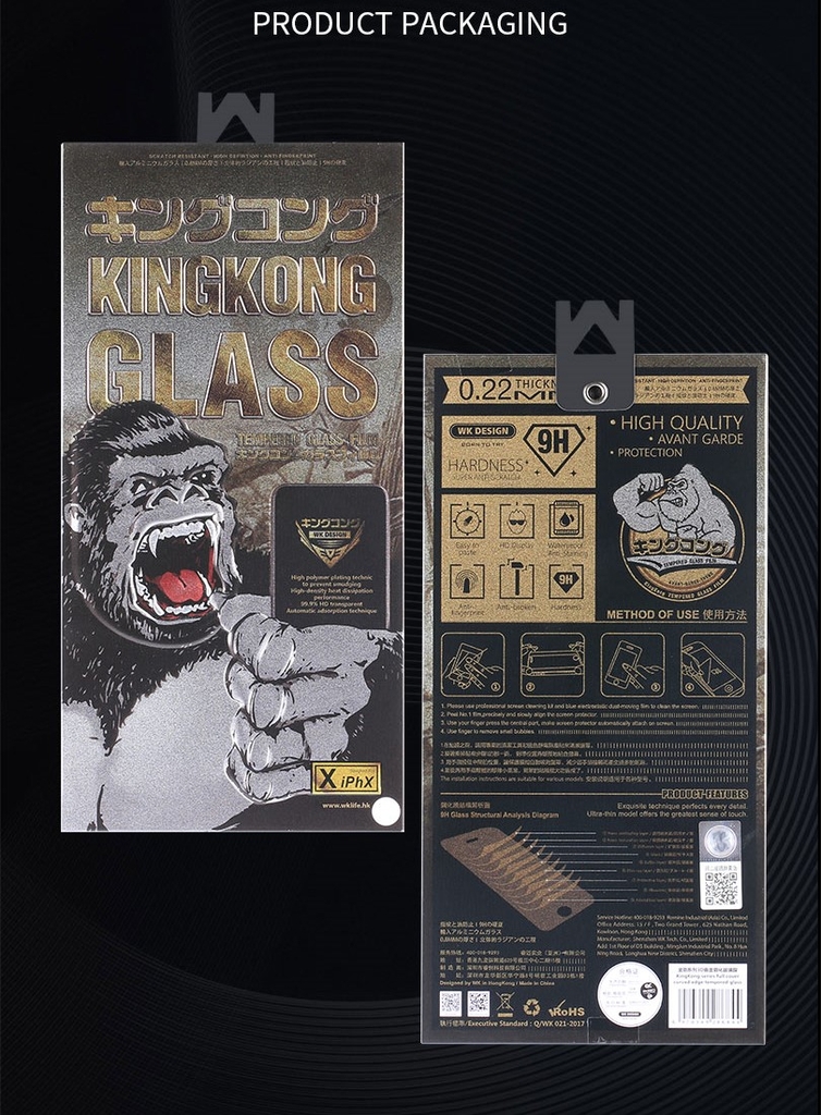 Kính cường lực bảo vệ điện thoại KINGKONG  009 - Cường lực đủ dòng iPhone - Full màn hình, kính dán trần viền đen - Chính hãng KINGKONG